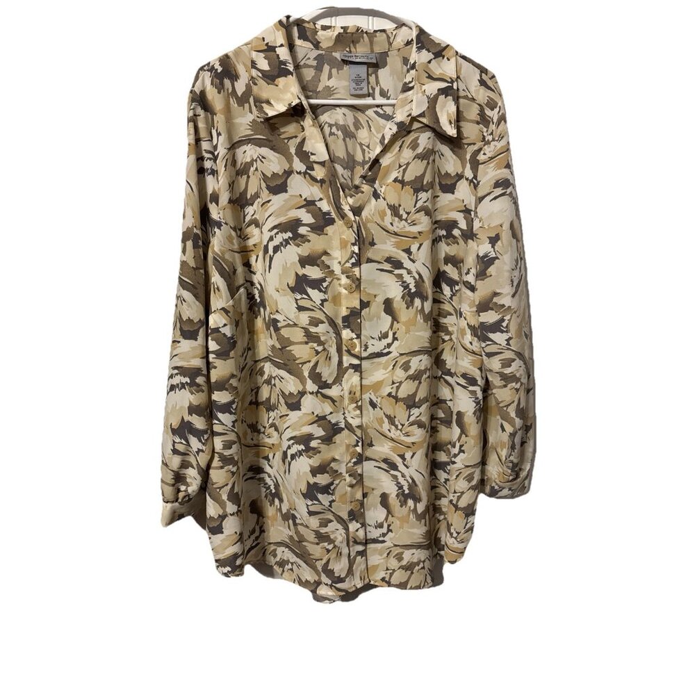 Maggie Barnes For Catherines Long Sleeve Button Up Floral Shirt Women’s Plus 1X